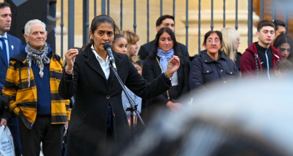 Ministra de Seguridad, Nancy Sosa, el viernes en la ciudad de San Luis durante la entrega de móviles policiales