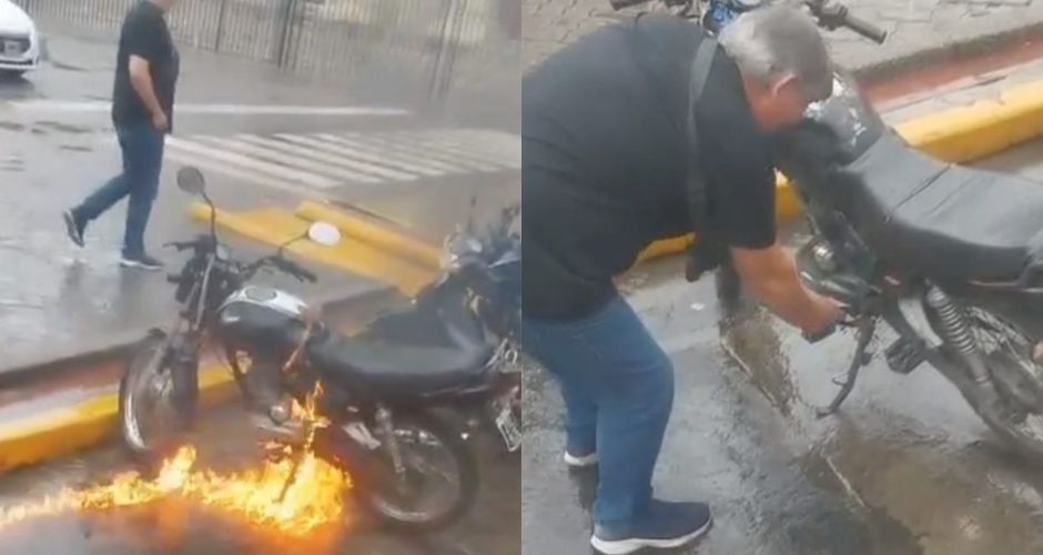 Un hombre de 62 años terminó detenido tras prender fuego a su moto en pleno centro para evitar que se la secuestren por una infracción